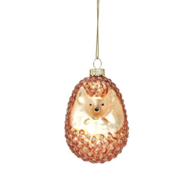 Woodland Metallic Gold Bronze Hedgehog Christmas Tree Decoration - Festive Season Winter Wonderland Nature Animals Pets Gift Family Friend - image 1