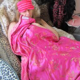 "Hot Pink Dragon Brocade Throw Blanket ""Princess" - thumbnail 4