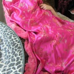 "Hot Pink Dragon Brocade Throw Blanket ""Princess" - thumbnail 2