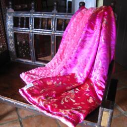 "Hot Pink Dragon Brocade Throw Blanket ""Princess" - thumbnail 3