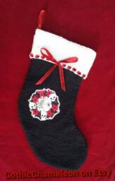 Ready To Ship Gothic Wreath With Skulls Spider Hand Knitted Christmas Stocking Xmas Decoration