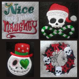Ready To Ship Gothic Wreath With Skulls Spider Hand Knitted Christmas Stocking Xmas Decoration - thumbnail 4