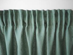 Eucalyptus Green Heavy Linen Curtain Panel, Pencil Pleat