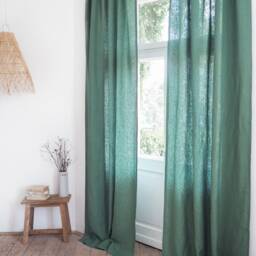 Eucalyptus Green Heavy Linen - 280 G/M2 Curtain Panel With Tape. Pleating Tape Curtain. Pencil Pleat/1 Pcs - thumbnail 3