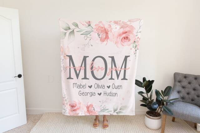 Christmas Blanket Mom Gift For From Kids First Mother's Day We Love You Personalized From - image 1