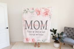 Christmas Blanket Mom Gift For From Kids First Mother's Day We Love You Personalized From