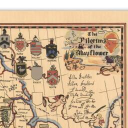 The Pilgrims Of The Mayflower- Old Map England & Holland- Vintage Poster- Wall Print- Ancient - thumbnail 2