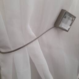 Magnetic Silver/Silver Crystal Curtain Holdback - 200mm Tieback, Pullback, Drapery Holder Tie Back - Pack Of 1 - thumbnail 3