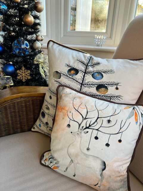 Christmas Velour Cushion UK Made Festive Home Decor - 43x43cm - image 1