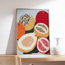 Mosaic Fruit Art Print, Colorful Kitchen Wall Art, Modern Abstract Still Life Poster, Vibrant Mediterranean Home Decor - thumbnail 2