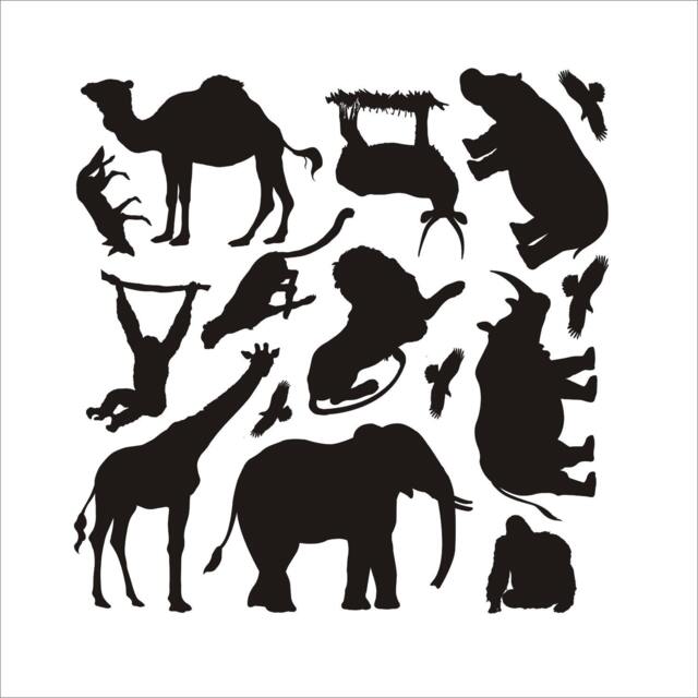 Set Of Wild African Savanna Mammals Vinyl Decals Silhouettes Wall Stickers Decor Animals - image 1