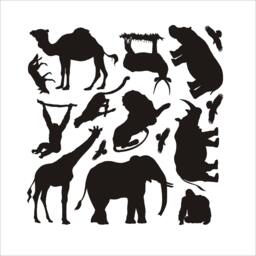 Set Of Wild African Savanna Mammals Vinyl Decals Silhouettes Wall Stickers Decor Animals - thumbnail 1
