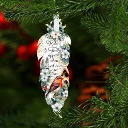 Christmas Memorial Feather, Feather Decoration, Memorial, Remembrance & Robins Appear. Robin - thumbnail 3
