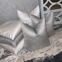 Luxury Cushion Cover, Modern Home Decor, Silver Cover Chair Sofa & Bed Pillow Designer Crater Prestigious Textiles Fabric - thumbnail 2