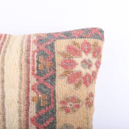 Handmade Turkish Kilim Pillow Embroidered Wool Cushion Cover - 18''x18'' - thumbnail 3