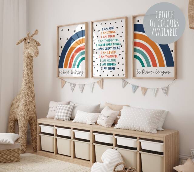 Set Of 3, Boys Personalised Bedroom Prints, Nursery Decor, Wall Art, Playroom Toddler Boy Room, Decor - image 1