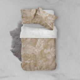 3D Feather Duvet Cover Set, Golden Bird Wing Bedding - thumbnail 3