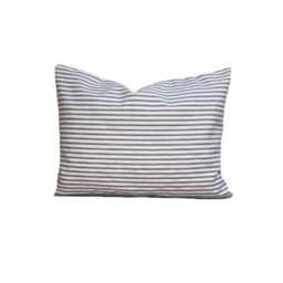 Blue Lumbar Pillow Sale, Tan Ticking Cover, Farmhouse Decor, For 12x16, 12x18, & 12x20 Pillows - thumbnail 1