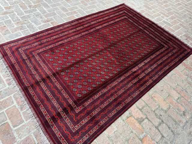 6x9 Hand-Knotted Afghan Bukhara Wool Rug - Oversized Tribal Boho Geometric Carpet Large Area For Living Room, Bedroom Ideal Gift - image 1