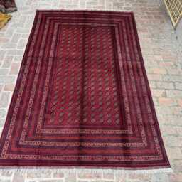 6x9 Hand-Knotted Afghan Bukhara Wool Rug - Oversized Tribal Boho Geometric Carpet Large Area For Living Room, Bedroom Ideal Gift - thumbnail 2