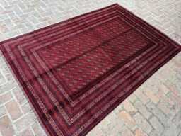 6x9 Hand-Knotted Afghan Bukhara Wool Rug - Oversized Tribal Boho Geometric Carpet Large Area For Living Room, Bedroom Ideal Gift - thumbnail 1