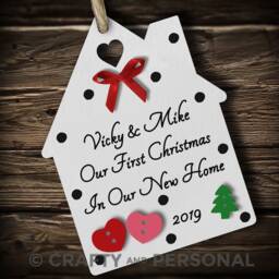 Personalised First 1st Christmas in Your/Our New Home Bauble Wooden Tree Ornament Gift For Couple Keepsake - thumbnail 3