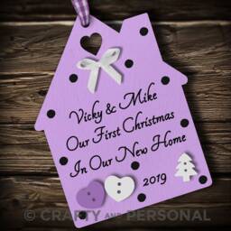 Personalised First 1st Christmas in Your/Our New Home Bauble Wooden Tree Ornament Gift For Couple Keepsake - thumbnail 4