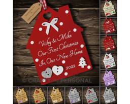 Personalised First 1st Christmas in Your/Our New Home Bauble Wooden Tree Ornament Gift For Couple Keepsake - thumbnail 1