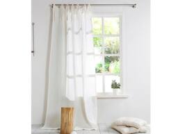 White Linen Curtain Panel - Extra Large With Ties- Washed Panels-Window Treatments - thumbnail 1