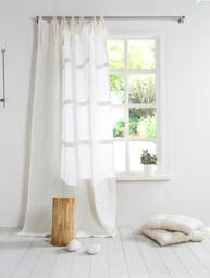White Linen Curtain Panel - Extra Large With Ties- Washed Panels-Window Treatments - thumbnail 2