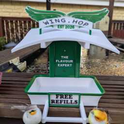 Wing Hop Bird Feeder - 3D Printed Fly Thru Quirky Garden Decor Funny Seed Unique Outdoor Gift - thumbnail 3