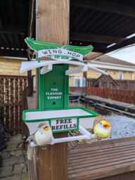 Wing Hop Bird Feeder - 3D Printed Fly Thru Quirky Garden Decor Funny Seed Unique Outdoor Gift - thumbnail 1
