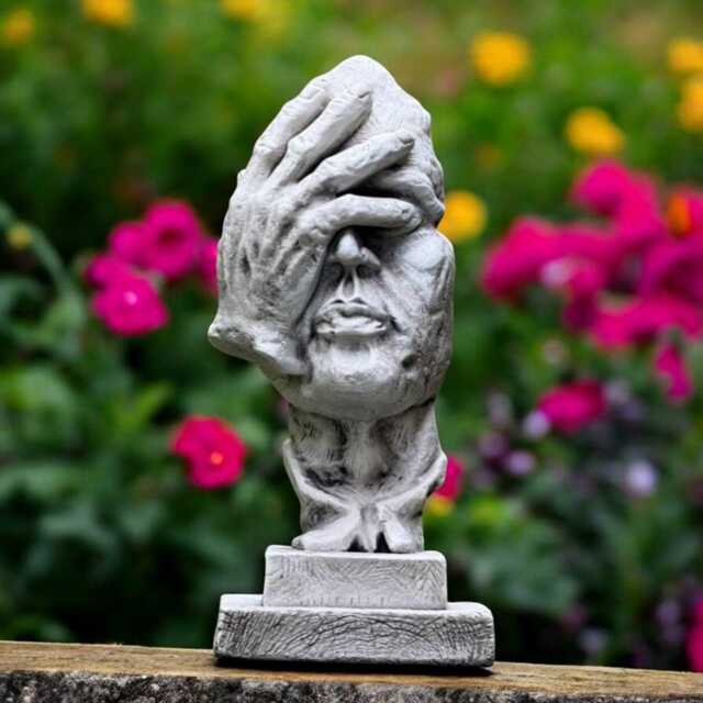 Concrete Facepalm Statue Abstract Hidden Face Sculpture Modern Stone Head Figurine Cement Home Decor Minimalist Thinker Art Gift For Him - image 1