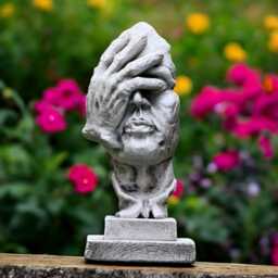 Concrete Facepalm Statue Abstract Hidden Face Sculpture Modern Stone Head Figurine Cement Home Decor Minimalist Thinker Art Gift For Him - thumbnail 1