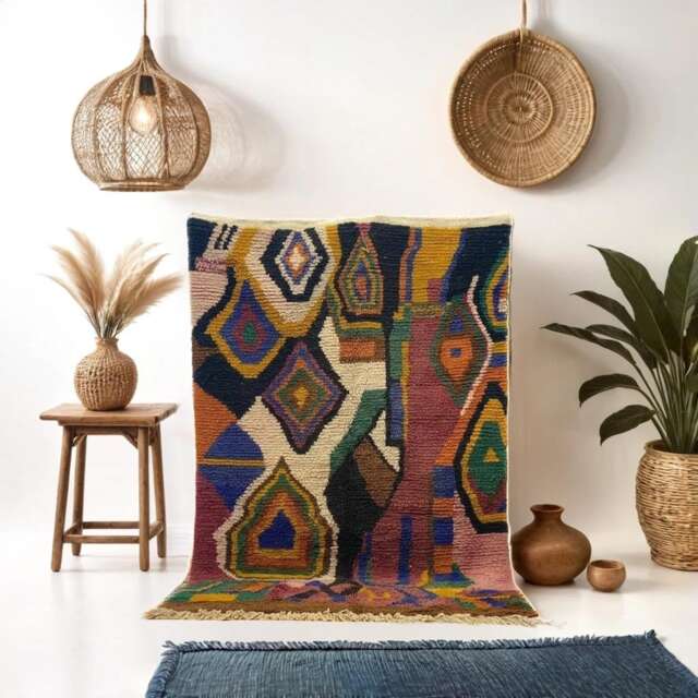 Authentic Multicolor Beni Ourain Rug Handwoven Moroccan Wool - image 1