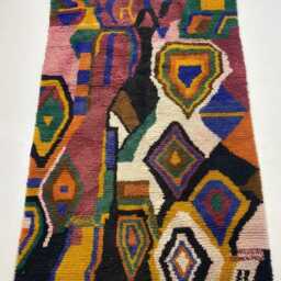 Authentic Multicolor Beni Ourain Rug Handwoven Moroccan Wool - thumbnail 3