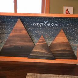 Framed Explore Star Night 3D Mountain Wall Art Cabin Decor Rustic Home Decoration - thumbnail 3