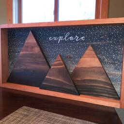 Framed Explore Star Night 3D Mountain Wall Art Cabin Decor Rustic Home Decoration - thumbnail 2