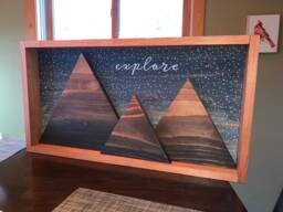 Framed Explore Star Night 3D Mountain Wall Art Cabin Decor Rustic Home Decoration - thumbnail 1