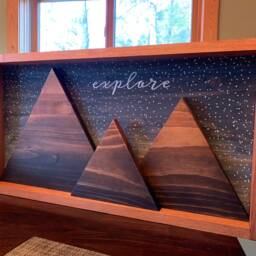 Framed Explore Star Night 3D Mountain Wall Art Cabin Decor Rustic Home Decoration - thumbnail 4