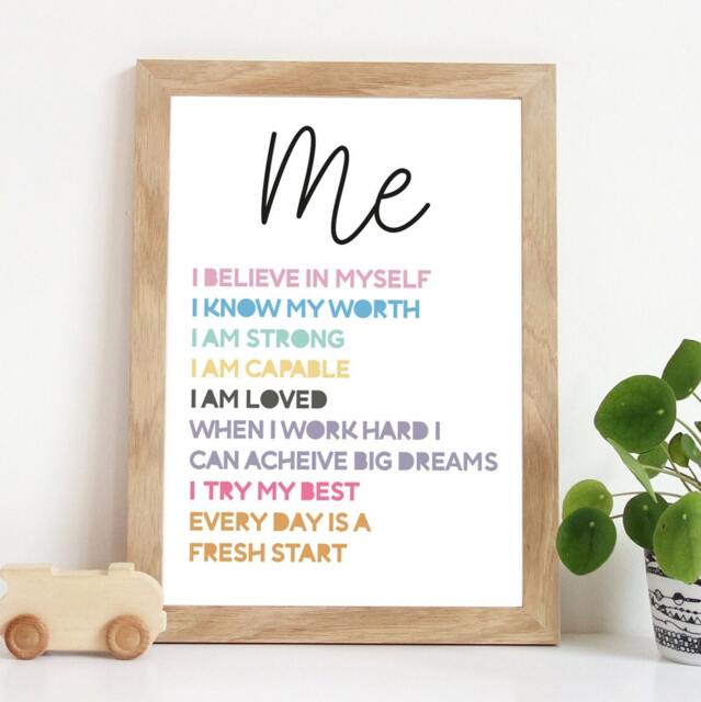 Positive Affirmation Prints, Girls Bedroom Decor, Wall Art, Rainbow Poster, Motivational - image 1