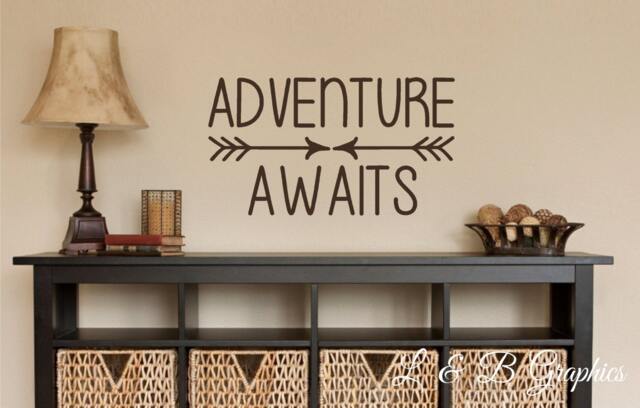 Adventure Awaits-Vinyl Wall Decal-Vinyl Quotes - Home Decor - Entry Vinyl Words - Bedroom Decor - image 1