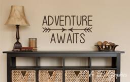 Adventure Awaits-Vinyl Wall Decal-Vinyl Quotes - Home Decor - Entry Vinyl Words - Bedroom Decor - thumbnail 1