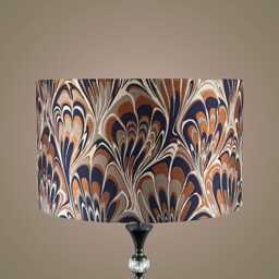 Navy & Burnt Orange Feather Marble Pattern Drum Lampshade - Iliv Vogue - thumbnail 1