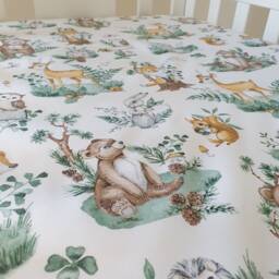 Forest Animals Baby Cot-Bed-Fitted-Sheet-100% Cotton, Woodland , Bear & Friends 60 X 120 cm 70 140 - thumbnail 1