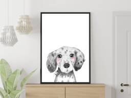 Puppy Cute Wall Print - Children's Nursery Playroom Decor Gift Bespoke A5 A4 A3 Framed - thumbnail 1