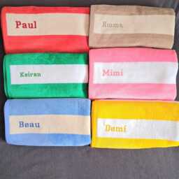 Personalised Striped Beach Towel, Embroidered Cotton Swim Custom Name Gift - thumbnail 3