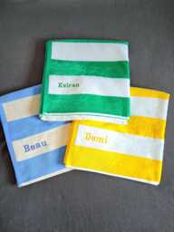 Personalised Striped Beach Towel, Embroidered Cotton Swim Custom Name Gift