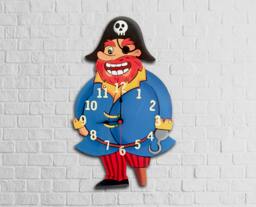 Handpainted Pirate Wooden Wall Clock, Kids Room Decor - thumbnail 1