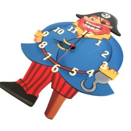 Handpainted Pirate Wooden Wall Clock, Kids Room Decor - thumbnail 2